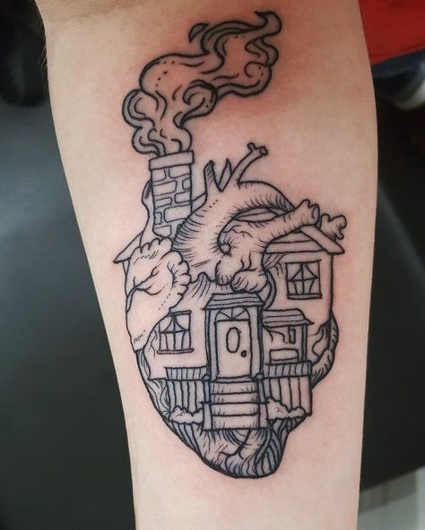 Home Heart Tattoo, Home Is Where The Heart Is Tattoo, Airport Drawing, 9 Tattoo, Husband Tattoo, 12 Tattoos, Anatomical Heart Tattoo, Tattoos Inspo, Tattoo Apprenticeship