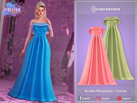 Sims 4 Cc Prom Dress, Sims 4 Prom Dress Cc, Sims 4 Prom, 2000s Prom Dress, 2000s Prom, Clothes Cc, Sims Clothes, Cc Clothes, Daphne Dress