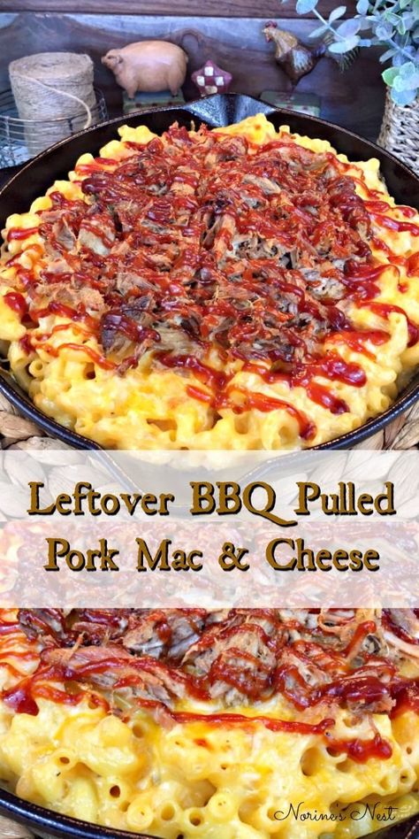 Leftover Bbq Pulled Pork, Pulled Pork Mac N Cheese, Bbq Mac And Cheese Recipe, Creamy Homemade Mac And Cheese, Pulled Pork Mac And Cheese, Pork Mac And Cheese, Mac And Cheese Casserole, Can Chicken Recipes, Sweet Bbq Sauce