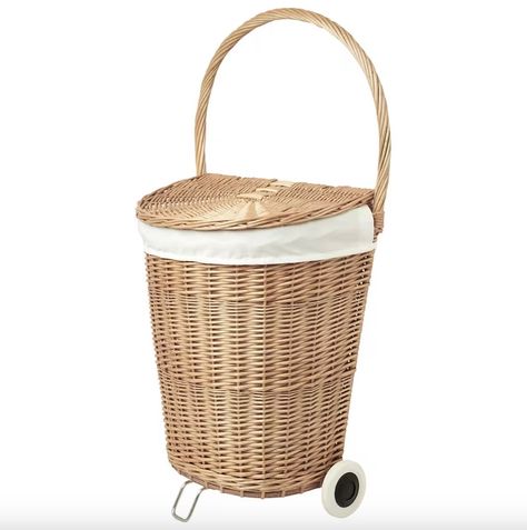 This New IKEA Collection Offers the Most Beautiful Storage Laundry Basket Wheels, Tolkning Ikea, Cute Laundry Basket, Basket On Wheels, Laundry Basket On Wheels, Basket With Wheels, Drying Room, Lid Storage, Natural Fibres