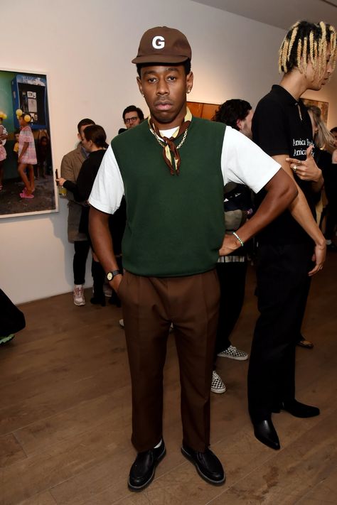 Tyler The Creator Outfits Inspiration, Tyler The Creator Fashion, Renell Medrano, Tyler The Creator Outfits, Vest Outfits Men, Sweater Vest Outfit, Sweater Vest Mens, Best Dressed Man, Mens Outfit Inspiration