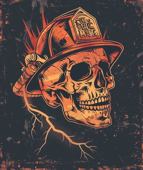 Midjourney AI Image: logo, Grunge Style, with the text ""This is my back up plan", A skull wearing an firefighter helmet ... → more in ai-img-gen.com Firefighter Skull Tattoo, Firefighter Skull, Firefighter Logo, Hunting Tattoos, Skull Fire, Dragon Sleeve Tattoos, Skull Painting, S Tattoo, Fire Department