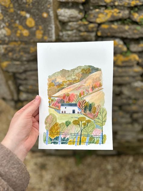 Watercolour Landscape Painting, Watercolour Landscape, Watercolour Inspiration, Watercolor Sketchbook, Sketchbook Inspiration, Landscape Illustration, Urban Sketching, Watercolor Inspiration, Art Journal Inspiration