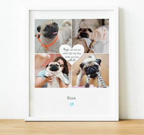 Personalised Pet Portraits | Photo Collage Prints - A5 / Oak Frame Family Pet Portraits, Photo Collage Prints, Collage Prints, Unique Photo Gifts, Collage Foto, Photo Collage Gift, Pet Sympathy Gifts, Framed Photo Collage, Keepsake Gifts