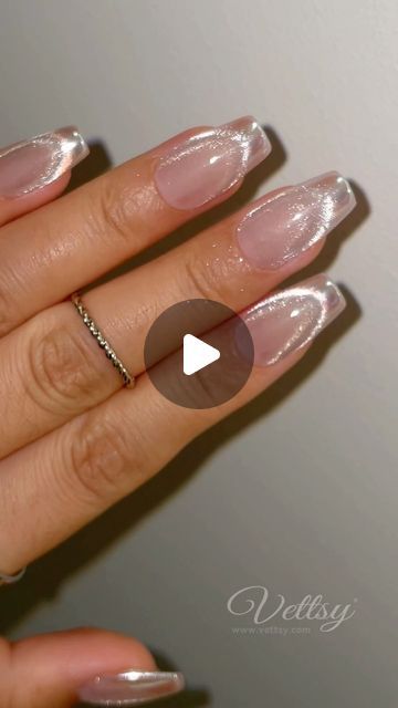 Vettsy on Instagram: "😍Name this amazing glazed French Cat Eye Design🙌

✨Instagram Top Look Set-September

👉 Shop the same nail supplies via link or visit vettsy.com

Follow @vettsystore & @vettsynails for more nail inspiration 🧚‍♀️

👭Tag friends who would like this👭

#vettsynails #vettsycateye #cateyegel #cateyegelpolish #cateyegelnails #magneticgelpolish #glitternails #glitternail #colorswatch #colorswatches #silvernail #silvernails #silvercateye #chromenails #chromenails😍💅💣 #chromenailart #chromenail #frenchnails #frenchnail #frenchnailstyle" Cat Eye Nails With Design, French Cat Eye Nails, Cat Eye French Tip Nails, Cat Eye Effect Nails, Cat Eye Nails Design, Cat Eye Nail Designs, French Cat Eye, Nails Cat Eye, French Cat