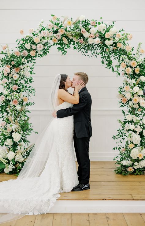 Ceremony Floral Arch, White Ceremony, Wedding Arch Flowers, Hill Wedding, Arch Flowers, Houston Photography, Houston Wedding Photographer, Peach Blush, Ceremony Arch