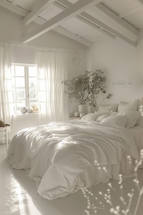 Discover timeless elegance with our collection of white bedroom ideas that combine classic charm with modern sophistication. Create a serene sanctuary with our white bedroom decor inspiration, perfect for achieving a minimalist yet cozy ambiance. Whether you prefer a clean and sleek white bedroom design or love the airy feel of white bedrooms aesthetic, we have curated a range of styles to inspire your space. Elevate your home with our selection of white bedrooms designs that showcase how this v White Bed Spread Aesthetic, Bedding Ideas White, White Love Aesthetic, Clean Minimalist Bedroom, White Classic Bedroom, Cozy White Bedroom, White Bedroom Decor Ideas, White Room Decor Bedroom, White Bedroom Aesthetic