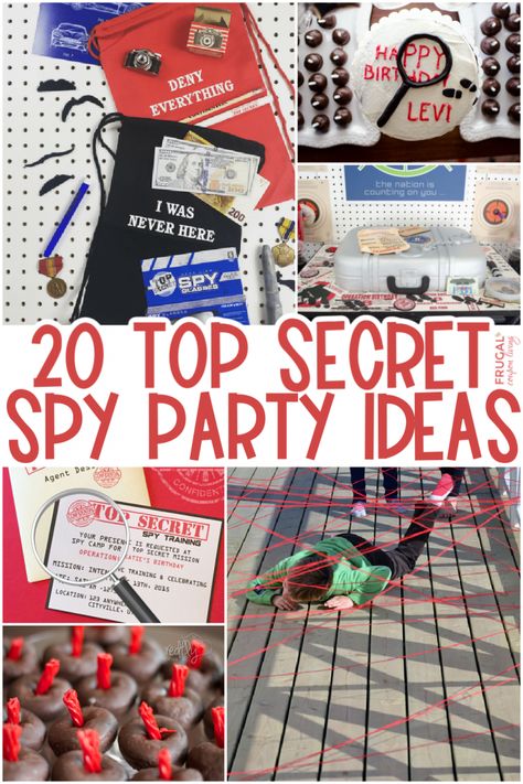 Throwing a spy-themed birthday party is easy with these 20 cool ideas. From code names to hidden clues, spy party free downloads & more, there is nothing top secret about these these spy party ideas. If you are looking for girl or boy birthday party ideas, throw a top secret agent party adventure. Optical courses, spy party invitations, spy costumes, spy party cake and party food ideas - become your very own James Bond! #FrugalCouponLiving Spy Party Favors, Spy Costumes, Spy Kids Party, Spy Cake, Geheimagenten Party, Spy Ideas, Spy Birthday Party, Spy Camp, Spy Gadgets Diy