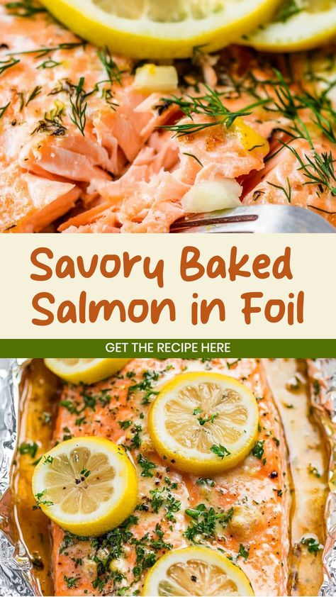 Delight your taste buds with this easy and delicious recipe for baked salmon in foil. This simple dish is perfect for a quick weeknight dinner or special gatherings. The foil helps seal in all the flavors, keeping the salmon moist and tender. With just a few ingredients, you can have a nutritious meal ready in no time. Whether you're looking for a healthy dinner option or trying to impress your guests, this baked salmon recipe is sure to be a hit! Salmon Pouch Recipes Foil Packets, Foil Pack Salmon In Oven, Salmon In Tin Foil In Oven, How Long Do You Cook Salmon In The Oven, Broiled Salmon Recipes Oven, Salmon In Foil In Oven, Oven Baked Salmon With Skin, Salmon In The Oven Easy, Frozen Salmon Recipes Baked