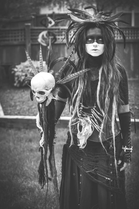 Voodoo Swamp Witch Costume, Bayou Witch Costume, Female Voodoo Priestess, Voodoo Priestess Headdress Diy, Swamp Lady Costume, Dark Priestess Costume, Witch Costumes Scary, Voodoo Lady Costume, Bone Collector Costume