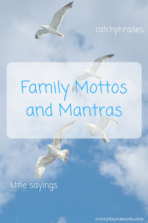 Family mottos or mantras. Catch phrases or little sayings you say to your kids. Family Mantra Ideas, Lazy Kids Quotes, Parenting Mantras, Motherhood Mantras, Today's Mantra, Motto Quotes, Family Motto, Mantra Quotes, Mom Life Hacks