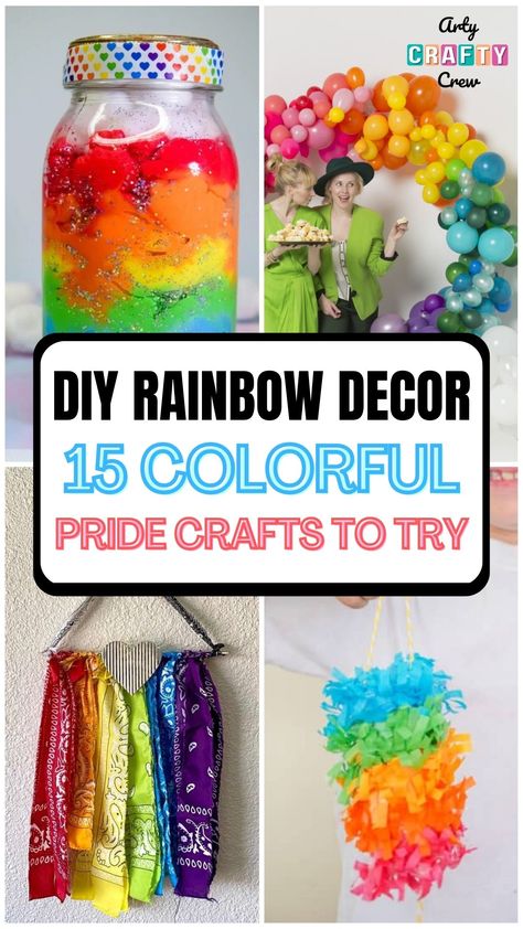 Get crafty and show your support for the LGBTQ+ community with these 15 DIY rainbow decor ideas! From rainbow wreaths to tie-dye pillows, these colorful crafts will spread positivity and pride throughout your space. Curated by Arty Crafty Crew. Lgbtq Decoration Ideas, Pride Ornaments Diy, Easy Pride Crafts, Pride Crafts For Adults, Pride Gifts Diy, Diy Pride Decor, Pride Month Activities For Kids, Pride Craft Ideas, Pride Crafts To Sell