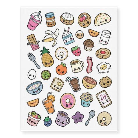 Cute Breakfast, Cute Small Drawings, Food Doodles, 귀여운 음식 그림, Cute Easy Doodles, Images Kawaii, Cute Food Drawings, Cute Food Art, Small Drawings