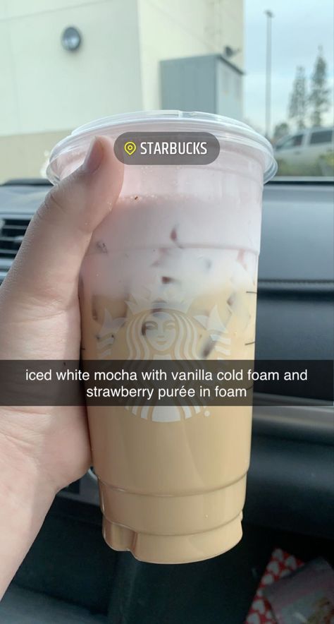 Star Bucks Drinks Recipes, Hot Drinks From Starbucks, Good Starbucks Drinks, Coffee Starbucks Drinks, Starbies Drinks, Starbucks Drink Menu, Coffee Orders, Iced White Mocha, Starbucks Secret Menu Recipes