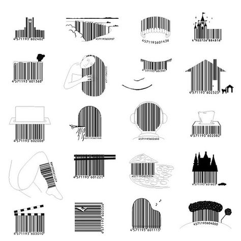 Just a thought ~ if in the U.S. we would have barcodes like this on our food packages AND placed the barcode in close proximity to the nutrition label, there would be alot more label reading in this country. imho Barcode Tattoo, Barcode Design, Code Barre, Japanese Bar, 광고 디자인, Bar Code, Drawing Prompt, Code Art, Wow Art