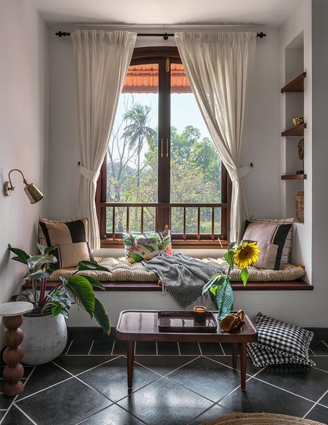 This Goan villa by Vianaar spells a soulful weekend escape Goan Villa, Cozy Window Nook, Cozy Window, Indian Room, Window Nook, Italian Country, Indian Interiors, Interior Design Your Home, Indian Home Interior