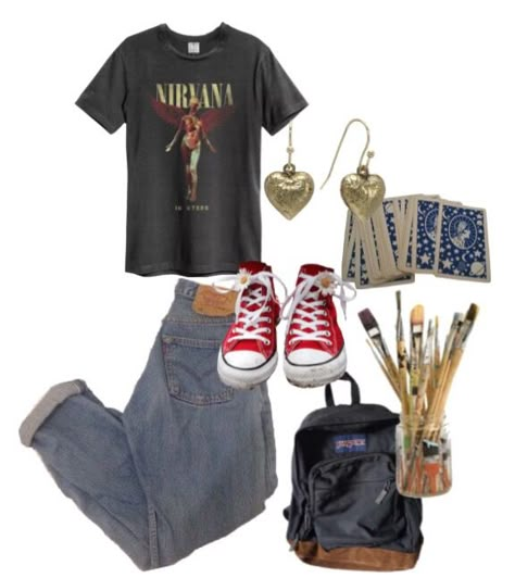 Aesthetic Clothes Vintage 90s, Band Tshirt Outfit Grunge, Delinquent Aesthetic Outfit, Chaotic Aesthetic Outfits, Band Shirt Outfits Grunge, Skater Girl Outfits Grunge 90s, Rock Outfits For Women, 90s Aesthetic Outfit, Band Tees Outfits Grunge