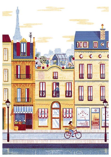 Behance Illustration, Illustration Magazine, Paris Illustration, Wall Art Illustration, Building Illustration, Illustration Photo, House Illustration, City Illustration, House Drawing