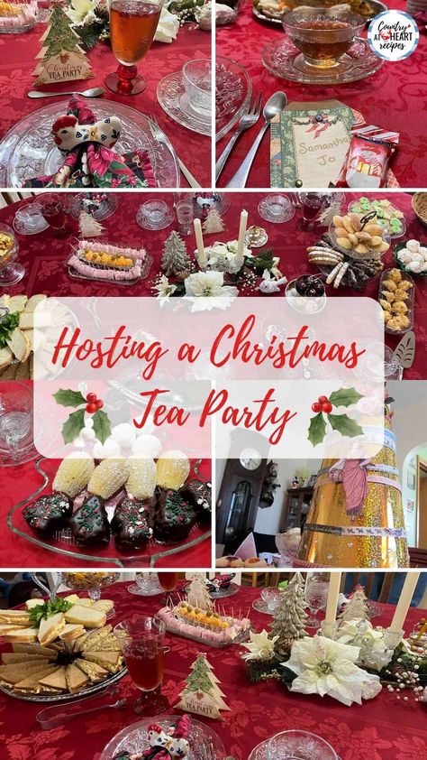 Years ago, my mother-in-law invited me to a Twelve Days of Christmas tea party. Since then I’ve hosted many a party, both big and small. Out of all those, however, my favorite is Hosting a Christmas Tea Party. #hostingachristmasteaparty #christmasteaparty #hostingateaparty #christmastea #holidayentertaining #twelvedaysofchristmas #nutcracker #holidaytea #countryatheartrecipes https://countryatheartrecipes.com/2022/12/hosting-a-christmas-tea-party/ Tea Party Foods, Tea Party Themes, December Tea, Tea Party Sandwiches Recipes, Winter Tea Party, Christmas Afternoon Tea, Tea Party Menu, Tea Party Sandwiches, Tea Party Tea