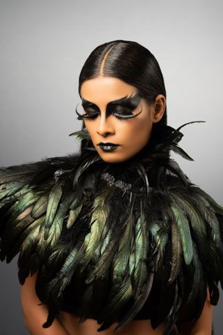 Raven Fashion, Bird Makeup, Bird Fashion, Performance Makeup, Fantasy Ideas, Anushree Reddy, Cape Shawl, Bird Costume, India Fashion Week