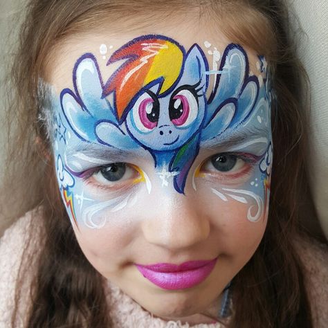 Rainbow Dash Face Paint, Unicorn Face Paint, Face Painting Unicorn, Animal Face Paintings, Adult Face Painting, Face Painting Easy, Face Paint Makeup, Face Art Makeup, My Little Pony Twilight