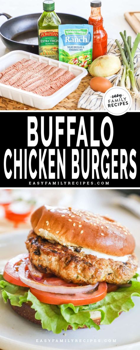 Wife Recipes, Chicken Burger Recipe, Buffalo Chicken Burgers, Ground Chicken Burgers, Grilled Buffalo Chicken, Stuffed Burger, Buffalo Burgers, Chicken Burgers Recipe, Cheese Stuffed Chicken