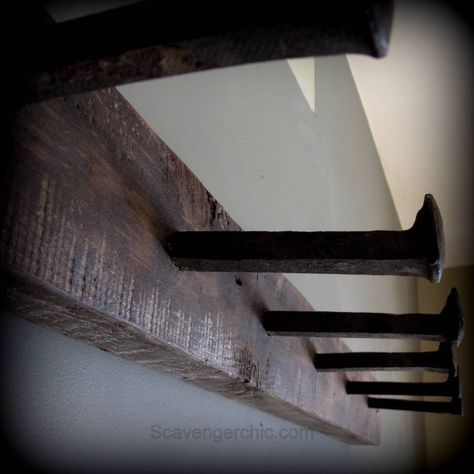 Railroad Spikes Crafts, Railroad Spike Art, Cool Welding Projects, Diy Coat Rack, Building Things, Welding Crafts, Woodworking Bed, Railroad Spikes, Welding And Fabrication