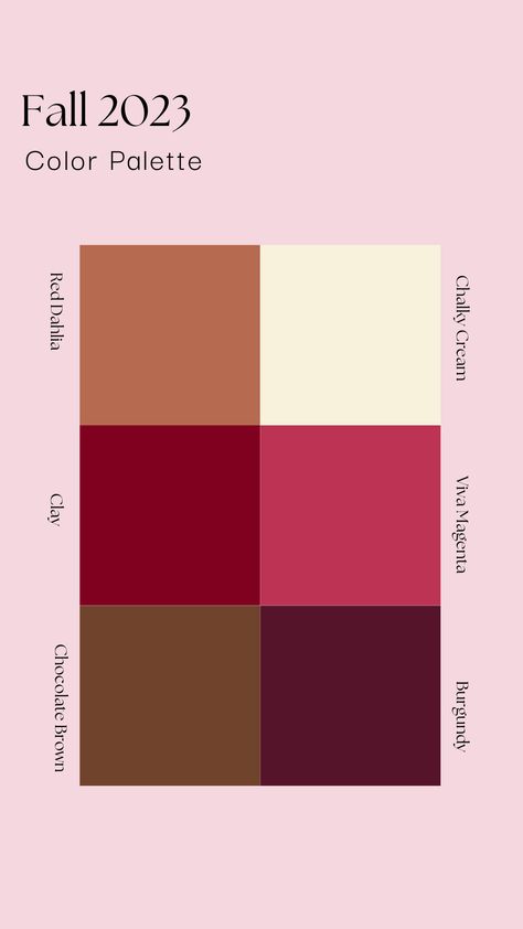 Color Palette 2023 Trend, Fashion Color Trend Fall Winter 2023, Aw 2023 Color Trends, Color Palette Trends 2023, Feminine Fall Color Palette, Color Trends Fall 2023, Pantone Color Palette Fall Winter 2023, Trending Color Pallets 2023, Hair Color Trends 2023 Fall