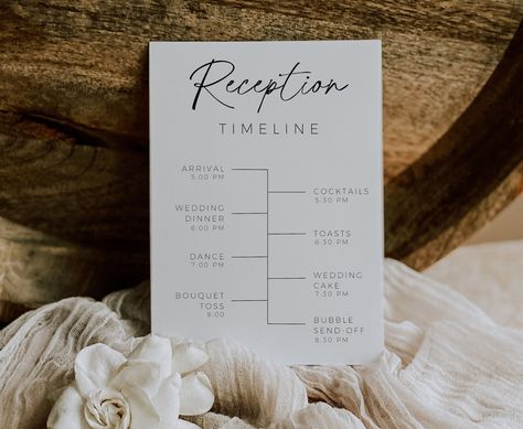 Reception Timeline Sign Template, Boho Wedding Sign, Modern Minimalist Order Of Events Card, Wedding Reception Schedule Card, Canva Template Wedding Reception Order Of Events, Reception Schedule, Wedding Schedule Timeline, Wedding Reception Schedule, Order Of Events Wedding, Wedding Sign Modern, Minimalist Reception, Minimalist Wedding Reception, Reception Timeline