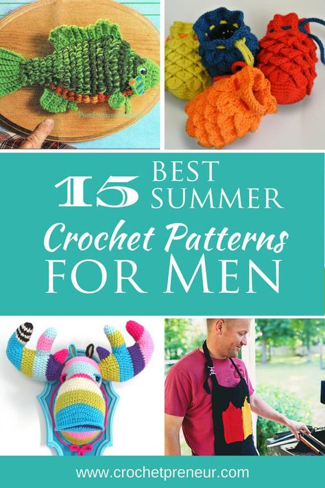 These are awesome! Finally some summer craft fair projects for men. #summercrochet #crochetpatternsforsummer #crochetpatternsformen #fathersday #fathersdaycrochet #summercrochetformen Crochet Diys, Crochet Patterns For Men, Corak Krusye, Summer Crochet Patterns Free, Summer Crochet Projects, Crochet Projects To Sell, Crochet For Men, Summer Crochet Patterns, Crochet Project Free