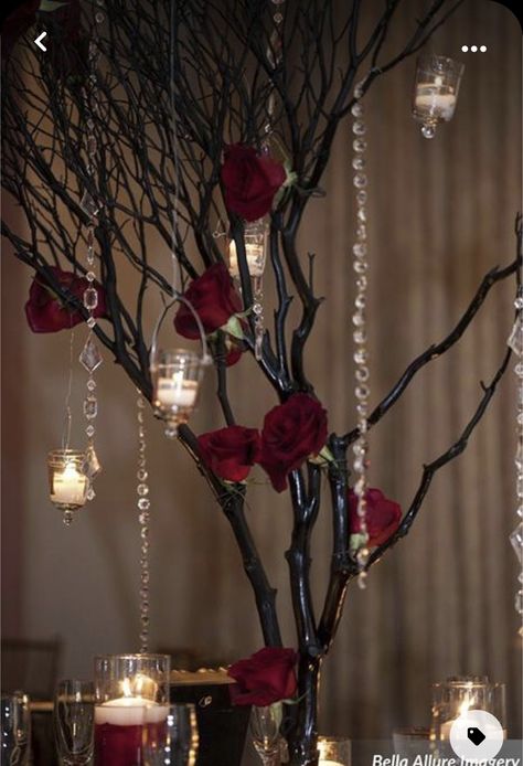 Gothic Arbor Wedding, Diy Gothic Centerpieces, Intimate Gothic Wedding, Goth Prom Decorations, Gothic Wedding Centerpieces Diy, Dark Fairytale Wedding Centerpieces, Gothic Birthday Decorations, Diy Dark Wedding Decor, Gothic Quinceanera Theme