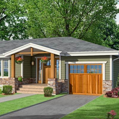 Photoshop Redo: Craftsman Makeover for a No-Frills Ranch - This Old House Exterior House Makeover, Front Porch Addition, Wood Siding Exterior, Porch Kits, Ranch Remodel, Porch Addition, Building A Porch, Brick Ranch, House Makeover