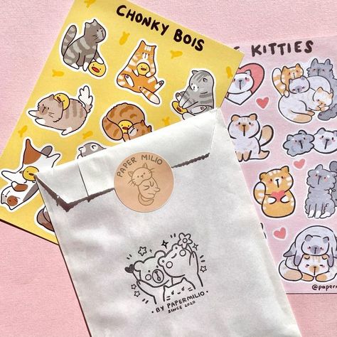 Simple Stall Design, Sticker Sheet Packaging, Sticker Package Design, Sticker Shop Packaging, Stickers Photoshoot, Taking Product Photos, Sam And Jess, Cute Aesthetic Stickers, Sticker Small Business