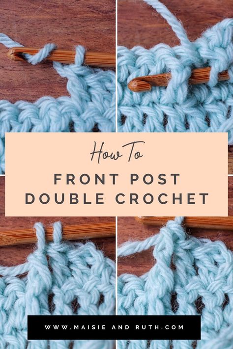 Front Post Double Crochet ~ Free Tutorial Double Crochet Two Together, Crochet Front Post, How To Double Crochet, Different Crochet Stitches, Double Crochet Decrease, Back Post Double Crochet, Crochet Stitches Guide, Crochet Stitches For Blankets, Crochet Stitches Free