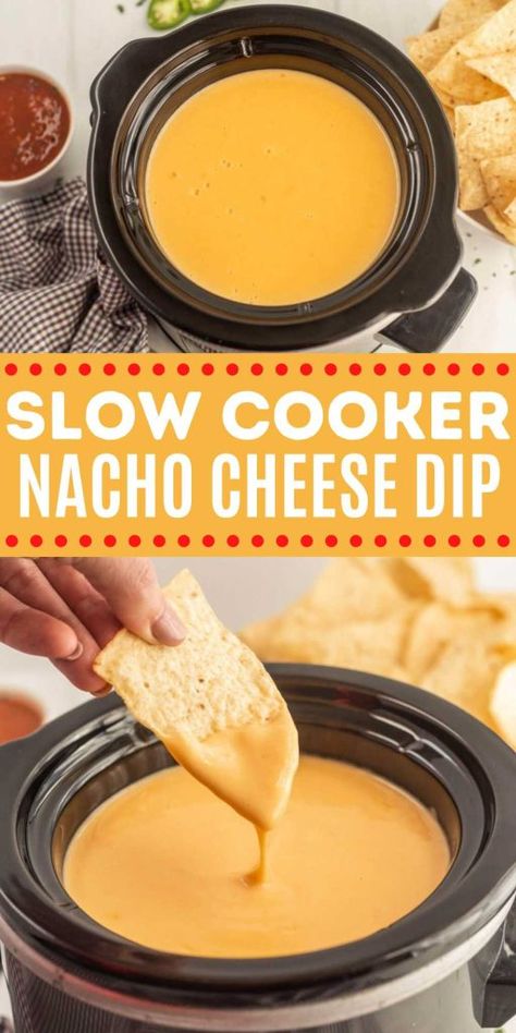 Homemade Queso For Nachos, Homemade Nacho Cheese Sauce Crockpot, Dips To Make In Crockpot, Velveeta Cheese Sauce Recipe, Nachos For Party, Best Crockpot Queso, Crock Pot Nacho Cheese, Nacho Cheese Sauce Crockpot, Slow Cooker Nacho Cheese