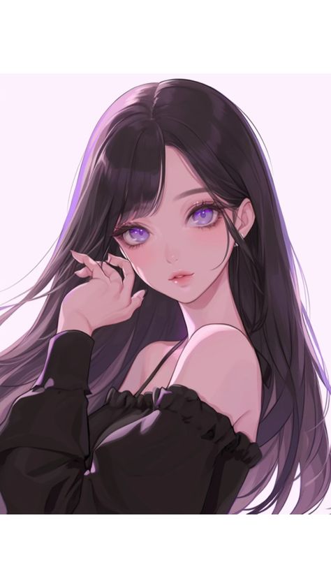 Purple eyes, black hair and black dress, it’s a manga girl Anime Purple Hair, Anime D, The Best Anime, Anime Black Hair, Girls With Black Hair, Best Anime, Purple Eyes, Anime Eyes, Anime Best Friends