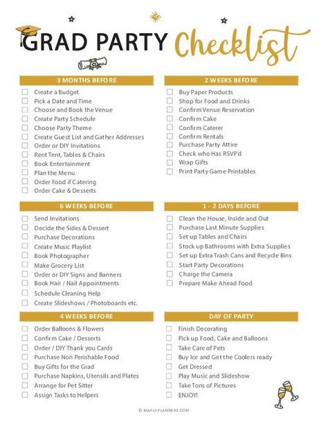 Graduation Party Essentials, Grad Party Planning Checklist, Graduation Checklist, Graduation Checklist Party, Graduation Party List Checklist, Graduation Planning Checklist, Checklist For Graduation Party, Grad Party To Do List, Grad Party Checklist