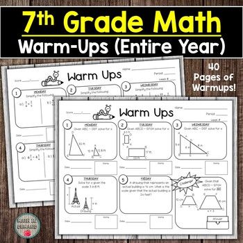 Math in Demand: 7th Grade Math Warmups for the Entire School Year Year 9 Maths Worksheets, Math Bell Ringers, Math Template, 9th Grade Math, Math Early Finishers, 7th Grade Math Worksheets, Envision Math, Exit Slips, One Step Equations