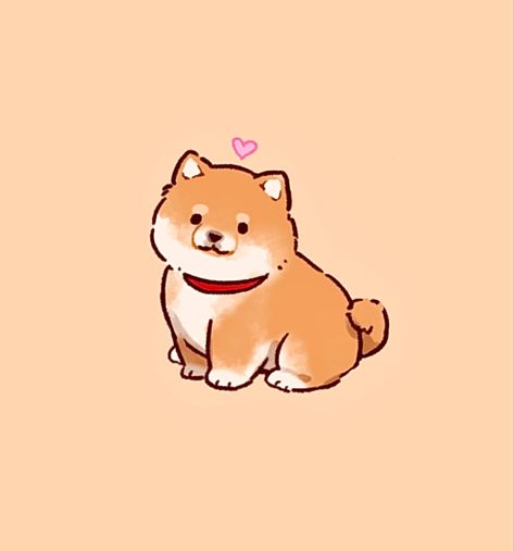 Dog Kawaii Drawing, Cute Dog Drawing Kawaii, Kawaii Dog Drawing, Pictures To Draw Easy, Dog Cute Drawing, Shiba Inu Drawing, Cute Dog Drawings, Chibi Dog, Cute Dog Art