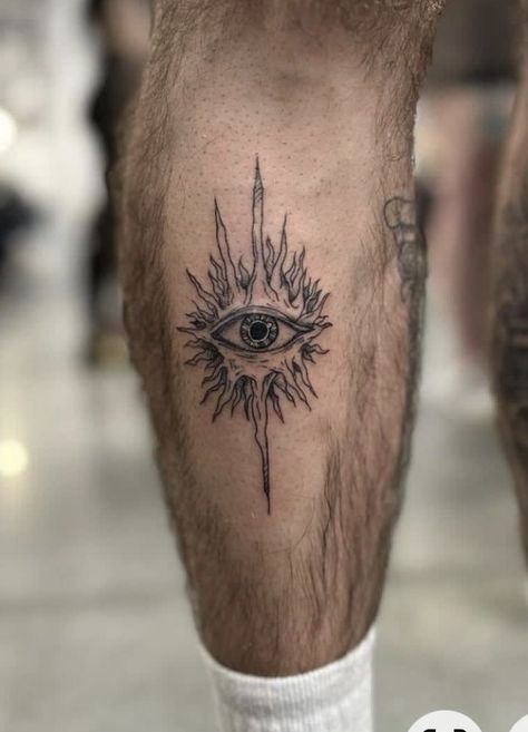 Eye Tattoo Leg, Small Leg Tattoo Men, Men’s Leg Tattoo, Leg Tattoos Design, Shin Tattoo Men, Leg Tattoo Ideas For Men, Men Leg Tattoo, Leg Tattoos Men, Below Knee Tattoo