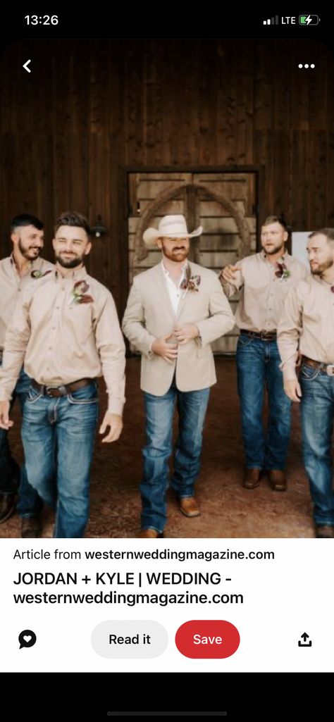 Groomsman Jeans Attire, Rustic Wedding Mens Attire Jeans, Groom Jeans And Jacket Country Weddings, Sage Green Groomsmen Attire Jeans, Boots And Jeans Groomsmen, Boho Wedding Outfit Men, Groomsmen In Jeans And Boots, Fall Groomsmen Attire Rustic, Rustic Groomsmen Attire Jeans