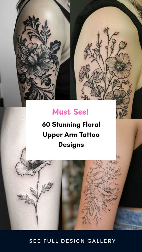 Explore 60 stunning floral upper arm tattoo designs featuring various flowers like roses and sunflowers. Perfect for anyone looking for meaningful tattoos. This pin showcases 4 beautiful images of floral tattoo ideas. Arm Tattoo Women Upper, Flower Upper Arm Tattoos For Women, Shoulder And Upper Arm Tattoos For Women Meaningful, Birth Flower Sleeve Tattoo, Floral Half Sleeve Tattoo Upper Arm, Floral Upper Arm Tattoo, Floral Mandala Tattoo Sleeve, Botanical Sleeve Tattoo, Upper Arm Tattoo Ideas