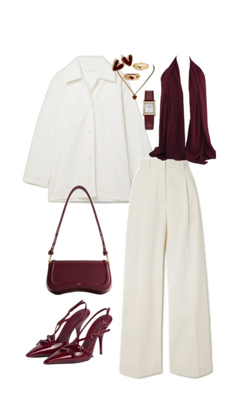 #summer #summeroutfit #modest #modestfit #modestsummer #outfitinspo #hijab #hijabi #burgundy #cream #colorcombination White Pants Outfit, Stile Hijab, Simple Style Outfits, Burgundy Outfit, Mode Zara, Color Combinations For Clothes, Muslim Outfits Casual, Grooming Tips, Outfit Inspo Summer