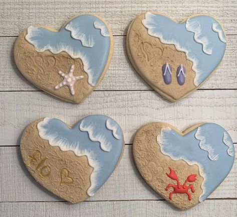 Ocean Cookies, Beach Dessert, Mermaid Cookies, Beach Cookies, Cooking Cookies, Sugar Cookie Designs, Fancy Cookies, Cookie Frosting, Tasty Baking