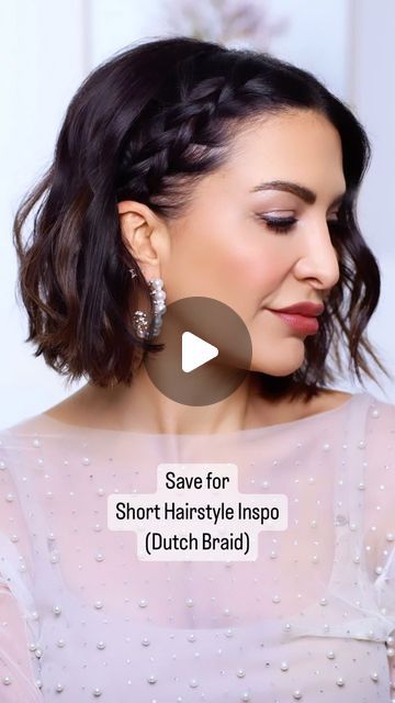 Short Hair With Side Braid, Side Braid Short Hairstyles, Side Braids Short Hair, Side Braid Hairstyles Short Hair, Side Braid Short Hair, Middle Parting Hairstyles, Short Hair Party Hairstyles, Short Hair Middle Part, Short Hair Side Braid