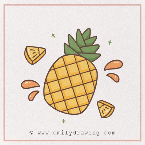 How to Draw a Pineapple – Emily Drawing Small Pineapple Tattoo, Draw Pineapple, Emily Drawing, Draw A Sheep, Drawing Items, Diy Drawings, Pineapple Drawing, Pineapple Tattoo, Bee Drawing