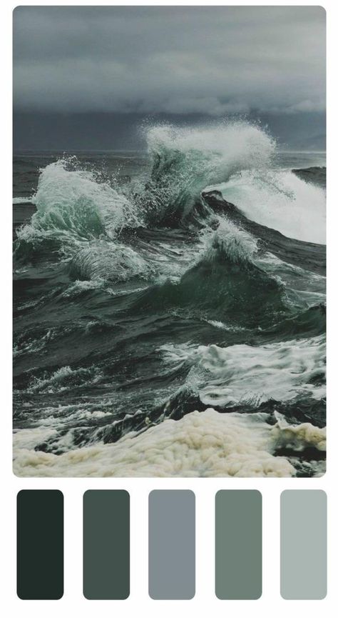 Stormy Bedroom Aesthetic, Storm Colour Palette, Stormy Ocean Color Palette, Stormy Sea Color Palette, Moody Coastal Color Palette, Stormy Bathroom, Angry Color Palette, Ocean Storm Stormy Sea, Stormy Sea Aesthetic