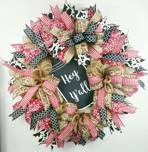 Hey Ya'll Southern Wreath Hey Yall, Wreath Wall, Wreath Ideas, Mesh Wreaths, Diy Wreath, House Stuff, Wall Hangings, Christmas Wreaths, Wreath