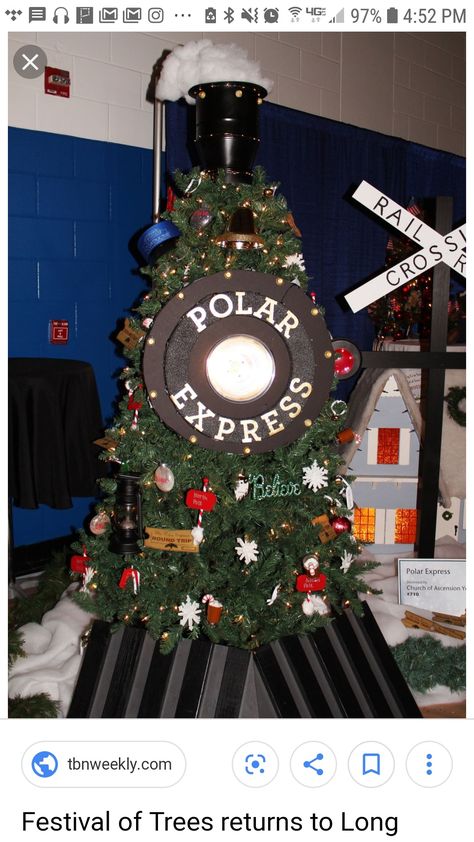 Polar Express Christmas Tree, Office Christmas Decorations Cubicles, Polar Express Christmas Party, Polar Express Theme, Polar Express Christmas, Diy Christmas Door Decorations, Christmas Parade Floats, Christmas Shop Window, Polar Express Party