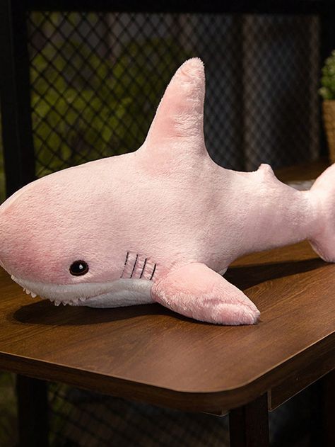 1pc Pink Shark Plush Pillow Doll Stuffed Toy For BedI discovered amazing products on SHEIN.com, come check them out! Shark Stuffed Animal, Shark Pillow, Pink Shark, Shark Plush, Room Details, Pink Collar, Pink Collars, Birthday Wishlist, Plush Pillow